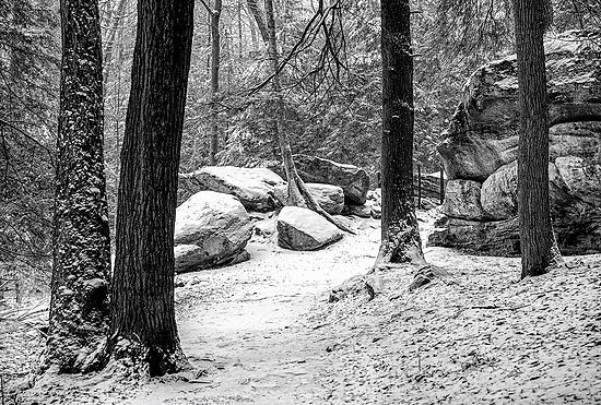 Early Snow at the Ledges\n\nBlack & White