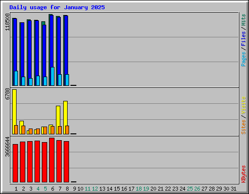 Daily usage for January 2025